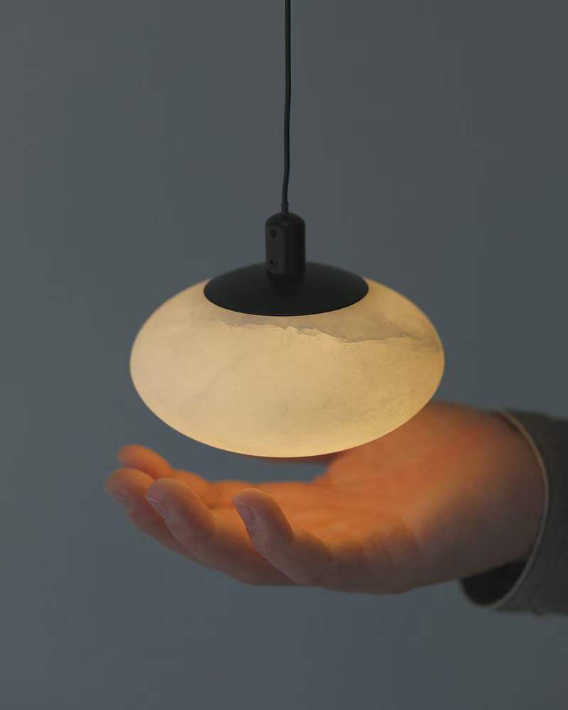 LumiShroom – Handcrafted Alabaster Mini Pendant Light with Adjustable Suspension