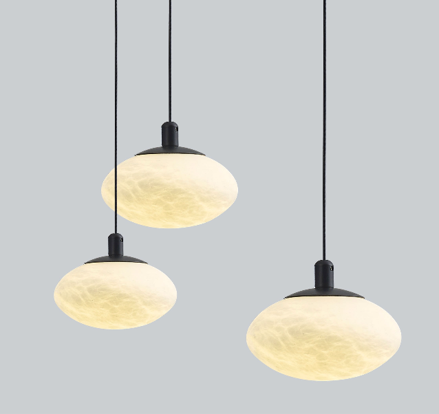 LumiShroom – Handcrafted Alabaster Mini Pendant Light with Adjustable Suspension
